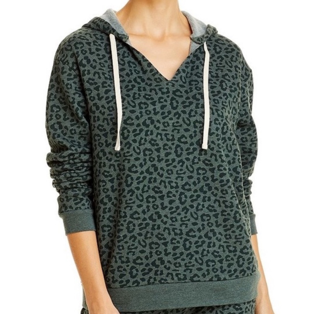 Alternative Apparel Animal Print Hooded Sweatshirt in Spruce Tonal Leopard Print